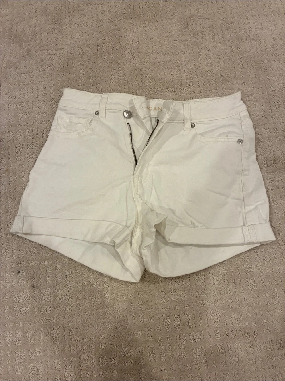 American Eagle Outfitters White Cuffed High-Rise Jean Shorts